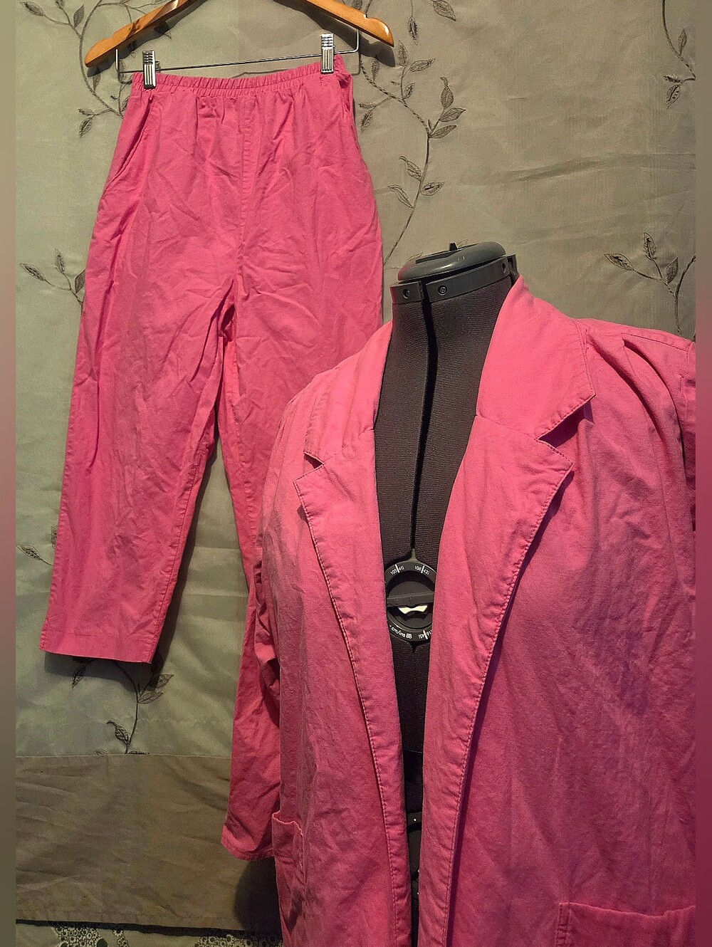 Vintage "Bubble Gum Pink" Women's Tailored Long Shacket & Pants Set